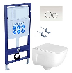 Aquatek Унитаз подвесной Дива AQ2012-00 в комплекте с инсталляцией Standard INS-0000012 с клавишей смыва KDI-0000015 белая и крепления KKI-0000002 – фотография-1