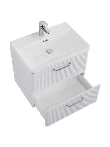 BelBagno Тумба с раковиной Due 60 подвесная Bianco Lucido ручки Матовый атласный никель – картинка-9