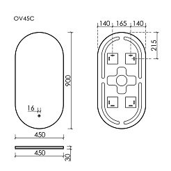 Sancos Зеркало Oval 45/90 с фоновой подсветкой OV45C – фотография-5