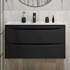 Vivon Тумба под раковину Ostin 90 подвесная черная матовая – фотография-5