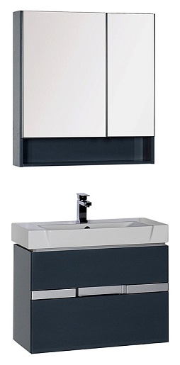 Aquanet Тумба с раковиной Виго 80 сине-серая – фотография-2