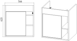 Viant Тумба под раковину Бостон 60 подвесная белая/дуб вотан – фотография-5