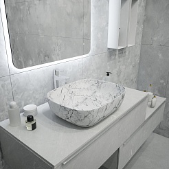 Teymi Раковина накладная Solli 50 Artceramic T50393 белый мрамор – фотография-6