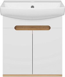 Misty Мебель для ванной Сканди 50 подвесная белая/дуб крафт золотой/антрацит – фотография-5