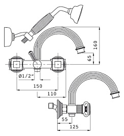 Cezares Смеситель OLIMP-VD-02-M для ванны с душем – фотография-2