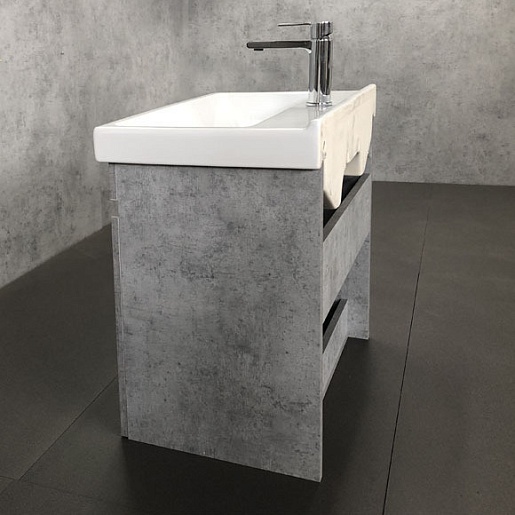 Comforty Мебель для ванной Осло 60 подвесная с зеркалом бетон светлый – фотография-8