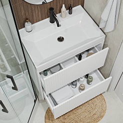 Vivon Тумба с раковиной Kristi 70 белая матовая рифленая – фотография-4