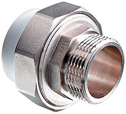 ФД Пласт 8593 Муфта PPR белая разъемная НР 20 х 1/2" (412756) – фотография-1