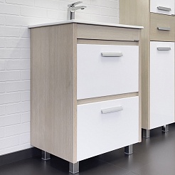 Comforty Тумба с раковиной Тулуза 60 белая/сосна лоредо – фотография-1