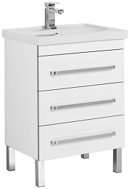Aquanet Тумба под раковину Сиена 60 напольная, ящики, белая – фотография-1