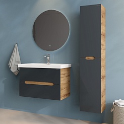 Onika Мебель для ванной Айленд 80 подвесная графит/дуб крафт – фотография-7
