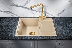 Milacio Мойка кухонная Navarra 65 Cuarzo бежевая – фотография-2