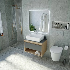 Teymi Тумба с раковиной Ritta 65 дуб эврика/графит матовый подвесная T60524 раковина T50005 – фотография-6