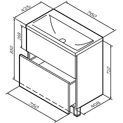 Am.Pm Тумба под раковину Gem 75 орех – фотография-9