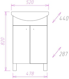 Onika Тумба с раковиной Крит Эко 52.10 разборная белая – фотография-7