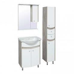 Runo Пенал для ванной Аликанте 30 R белый/дуб скандинавский – фотография-4