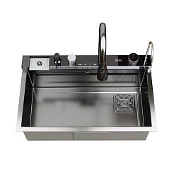 Mixline Мойка настольный монтаж 75/46 (3,0) выпуск 3 1/2 чёрный графит – фотография-3