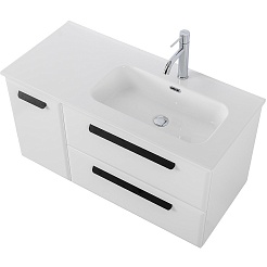 BelBagno Мебель для ванной Eco Cer-N 100-1 R bianco lucido CZR-8095-100-R ручки матовые чёрные – фотография-6