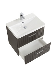 BelBagno Тумба с раковиной Due 50 подвесная Оружейная сталь ручки Хром полированный – фотография-9