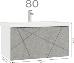 Vigo Тумба с раковиной Geometry 800-0-1 подвесная бетон – фотография-14