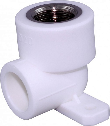 ФД Пласт 2174 Угольник PPR белый с креплением ВР 25 х 1/2" (415705) – фото-1