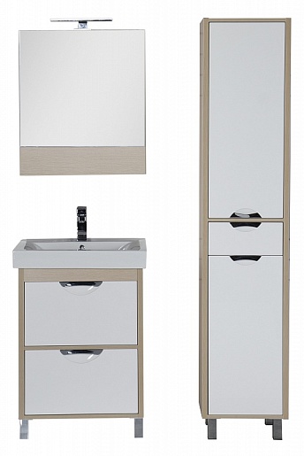 Aquanet Тумба с раковиной "Гретта 60" 2 ящика светлый дуб (171556) – фотография-10