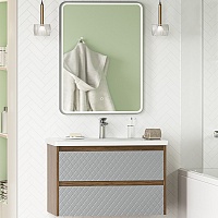 Brevita Мебель для ванной Chester 80 подвесная серая/дуб чарльстон темно-коричневый