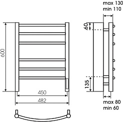 Terminus Полотенцесушитель электрический Классик П6 450x600 черный муар – фотография-3