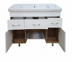 Misty Тумба с раковиной Пион 100 напольная, белая/вишня – фотография-2