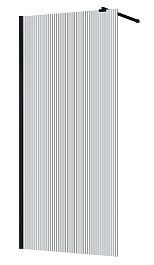 Azario Душевая перегородка Walk-in 90/195 рифленое стекло профиль матовый черный – фотография-1