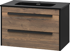 Brevita Мебель для ванной Monsour 80 подвесная дуб галифакс олово/черный кварц – фотография-4