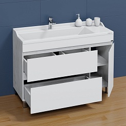 СанТа Тумба с раковиной Марс 120 белая/светлое дерево – фотография-4