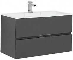 Aquanet Тумба с раковиной Алвита 90 серый антрацит – фотография-1