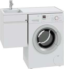 СанТа Тумба с раковиной под стиральную машину Марс 100 L подвесная белая – фотография-1