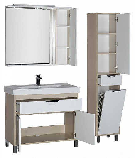 Aquanet Зеркальный шкаф "Гретта 100" светлый дуб (173988) – фотография-8