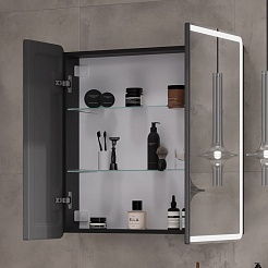 Equil Зеркальный шкаф Eltoro 80 чёрный софт – фотография-8