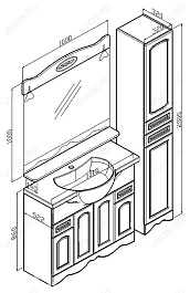 Бриклаер Пенал для ванной Анна 32 с б/к белый – фотография-3