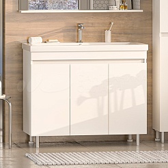 Misty Тумба с раковиной Енисей 100 белая – фотография-1