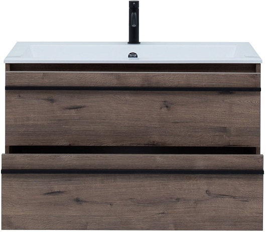 Aquanet Тумба под раковину Lino 90 подвесная дуб веллингтон – картинка-7