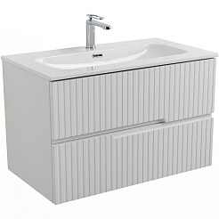 Cezares Тумба с раковиной Duet-N 80 подвесная CZR-8073-80 ясень белый софт – фотография-1