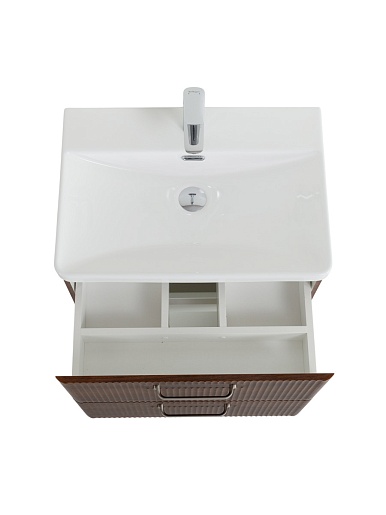 BelBagno Тумба с раковиной Due 60 подвесная Noce ручки Матовый атласный никель – фотография-8