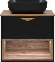 Brevita Тумба с раковиной Bergen 60 подвесная дуб галифакс олово/черная