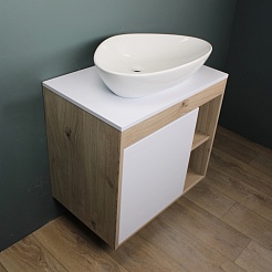 Teymi Тумба с раковиной Nura 80 Ellie 60 подвесная дуб/белый – фотография-2