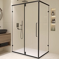 RGW Душевой уголок Classic CL-046B 90x80 профиль черный стекло прозрачное