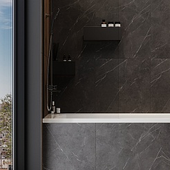 Teymi Шторка на ванну Timo 70x140 профиль черный матовый стекло прозрачное – фотография-8