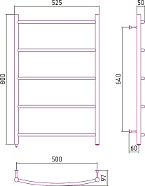 Стилье Полотенцесушитель электрический Формат 40 Л 800х500 – фотография-2
