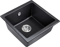 Milacio Мойка кухонная Leon 45 Cuarzo черная матовая – фотография-1