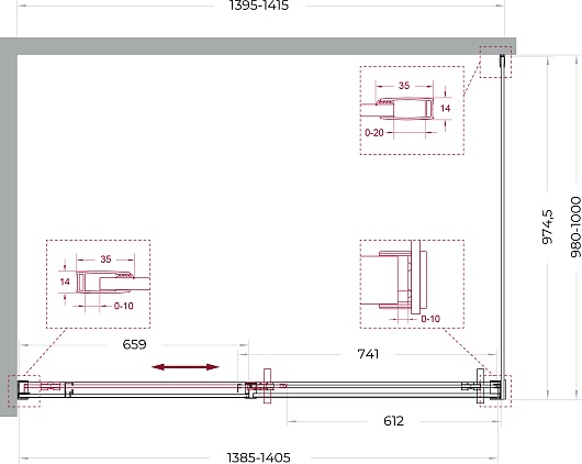 BelBagno Душевой уголок Soft Close-1 SOFT_CLOSE-1-AH-1-140/100-C-Cr 140x100 профиль хром стекло прозрачное – картинка-11