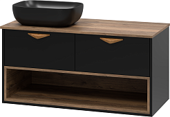 Brevita Мебель для ванной Bergen 105 подвесная дуб галифакс олово/черная – фотография-9