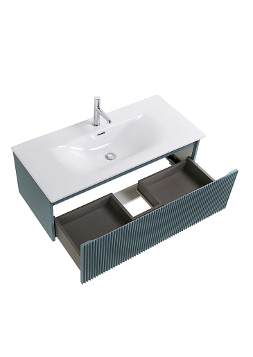 BelBagno Тумба с раковиной Uno 100 с 1 ящиком подвесная Голубой матовый с раковиной BB-8099-100 – фотография-8